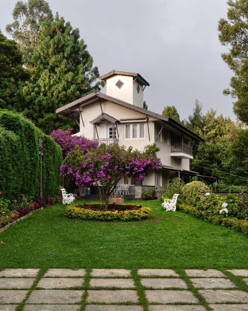 Beautiful house with colorful garden
